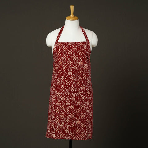 Maroon - hand batik cotton apron with pocket 65