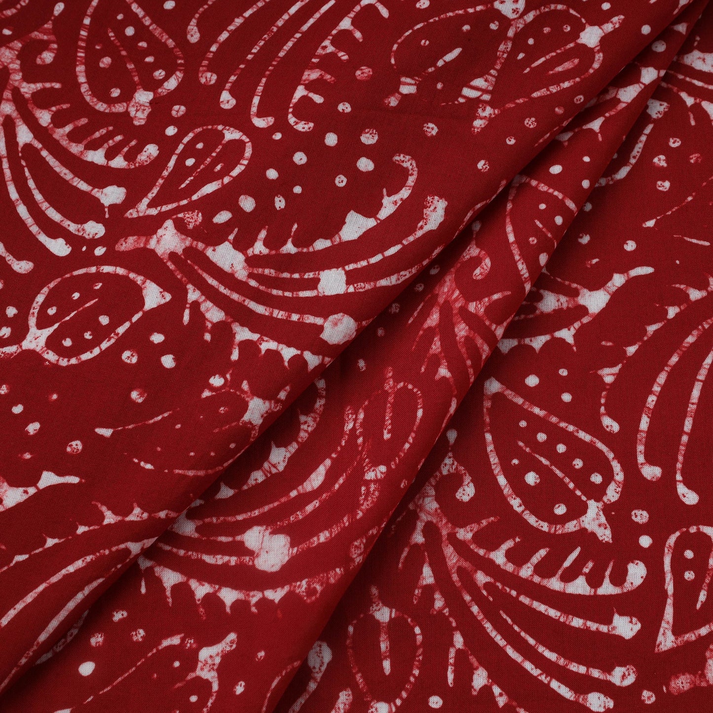 Maroon Hand Batik Print Cotton Fabric