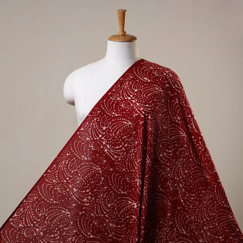 Maroon Hand Batik Print Cotton Fabric