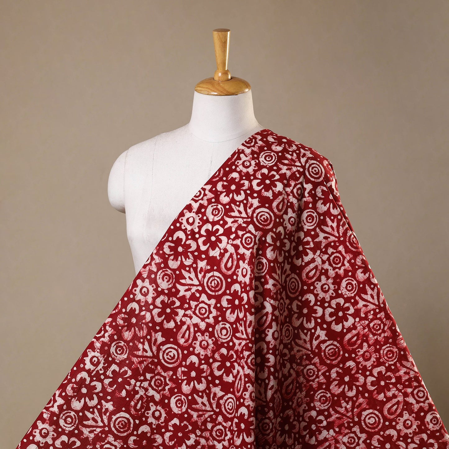 Maroon - hand batik cotton fabric 17 - handcrafted