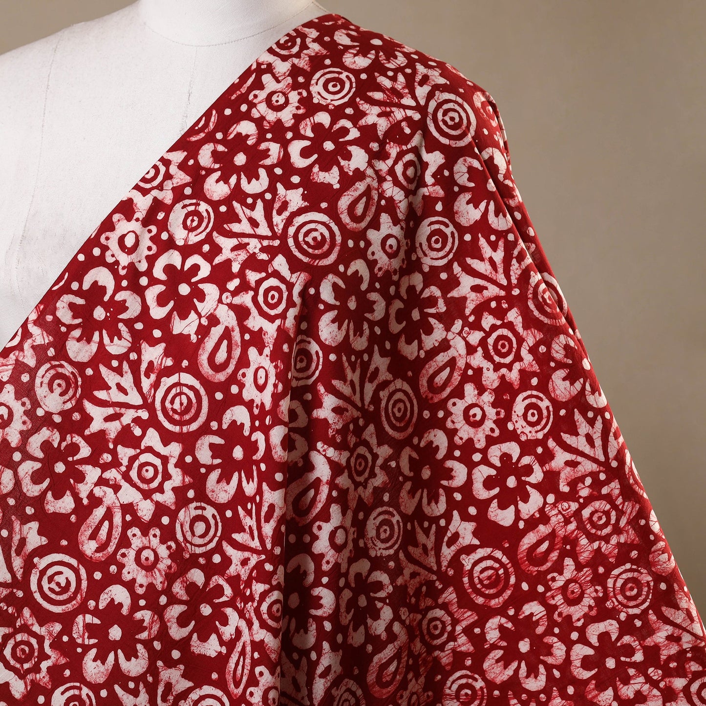 Maroon - hand batik cotton fabric 17 - handcrafted