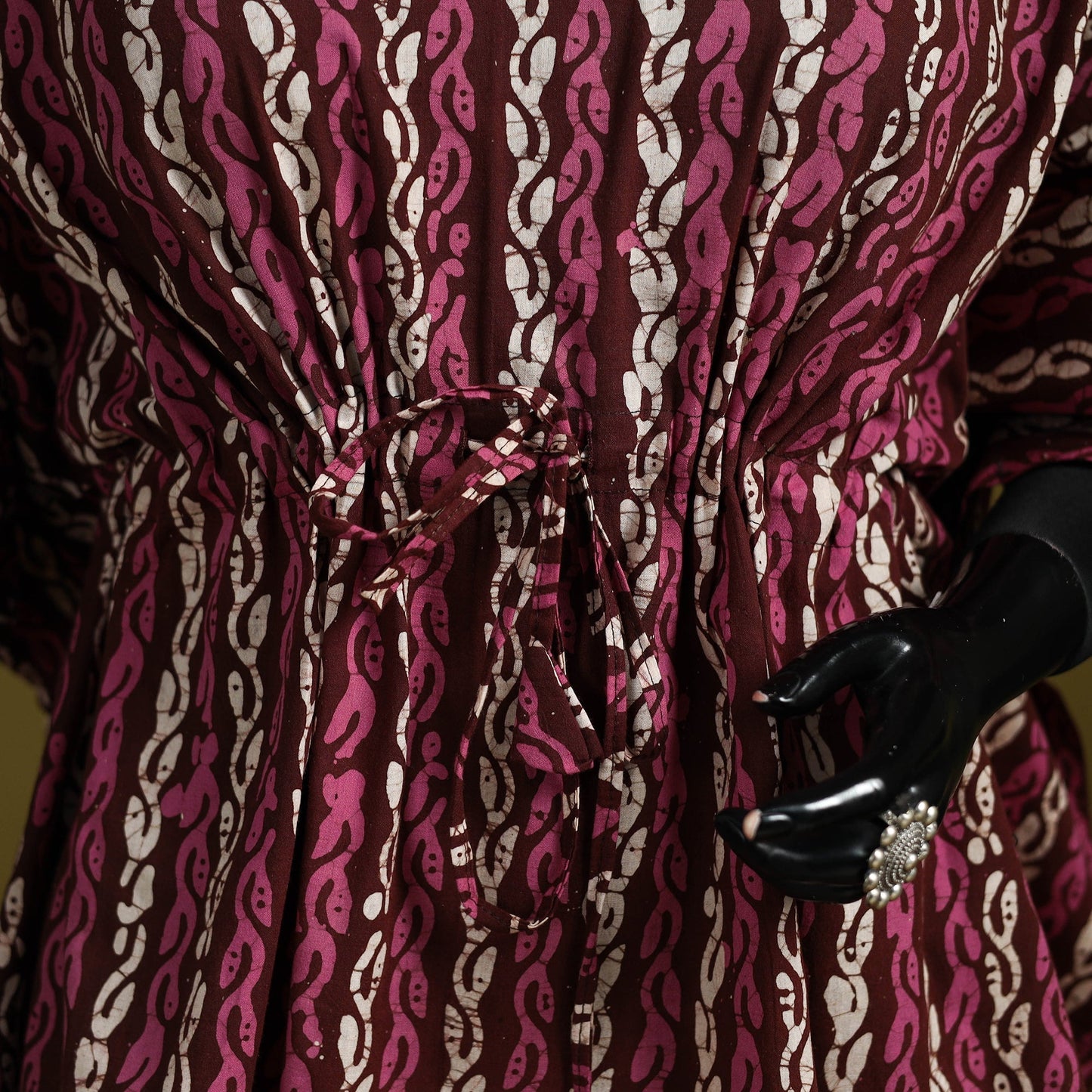 Hand batik cotton short kaftan 02 - handcrafted