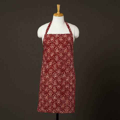 Maroon - hand batik cotton apron with pocket 65