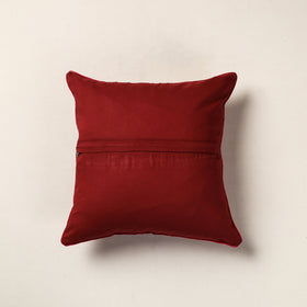 Maroon - Hand Batik Printed Cotton Cushion Cover (16 x 16 in)