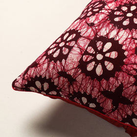 Maroon - Hand Batik Printed Cotton Cushion Cover (16 x 16 in)