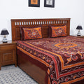  Hand Batik Printed Cotton Double Bed Cover with Pillow Covers 