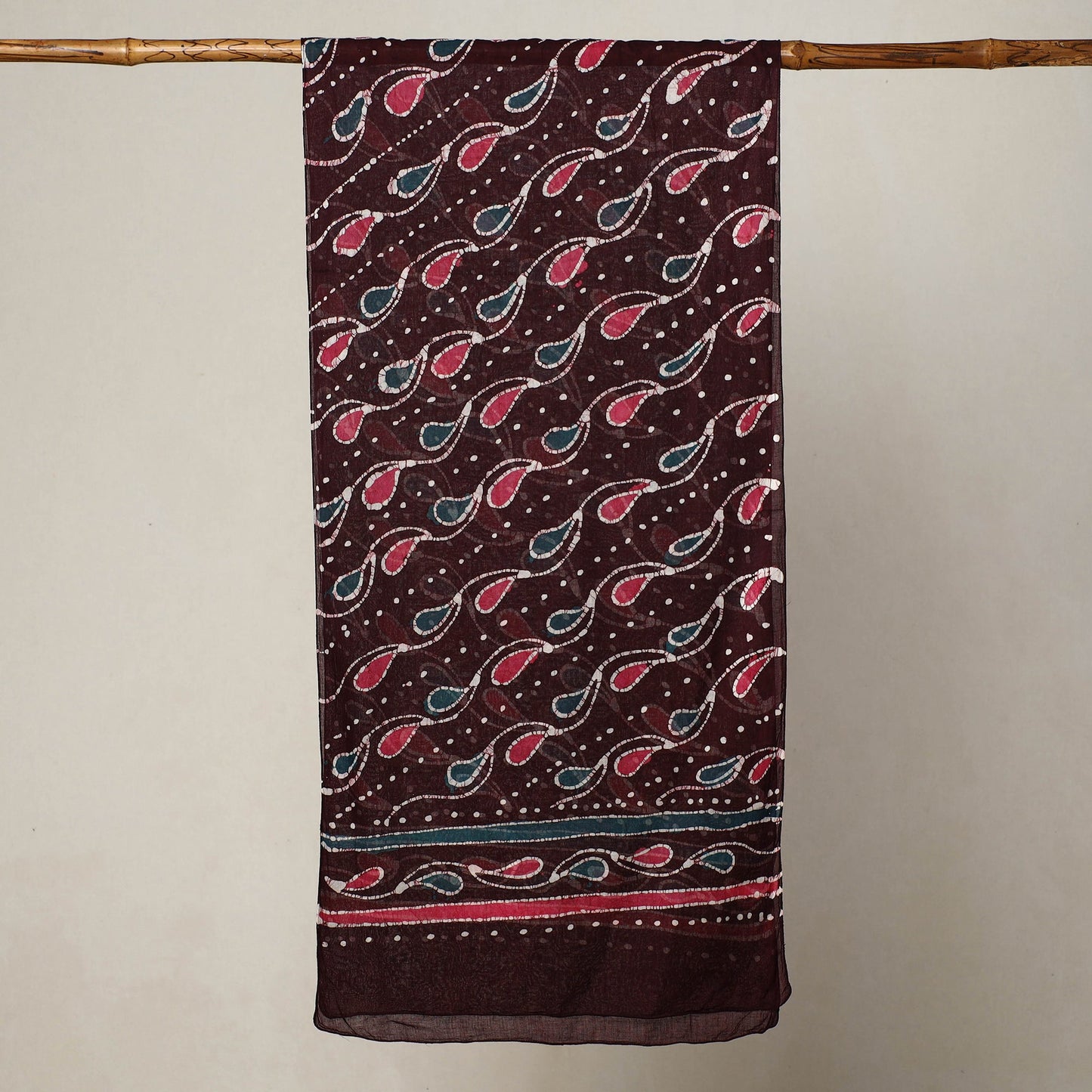 Maroon - hand batik printed mul cotton stole 73