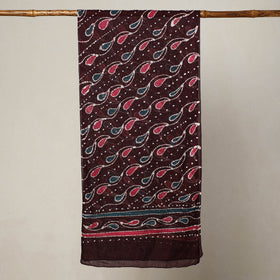 Maroon - hand batik printed mul cotton stole 73