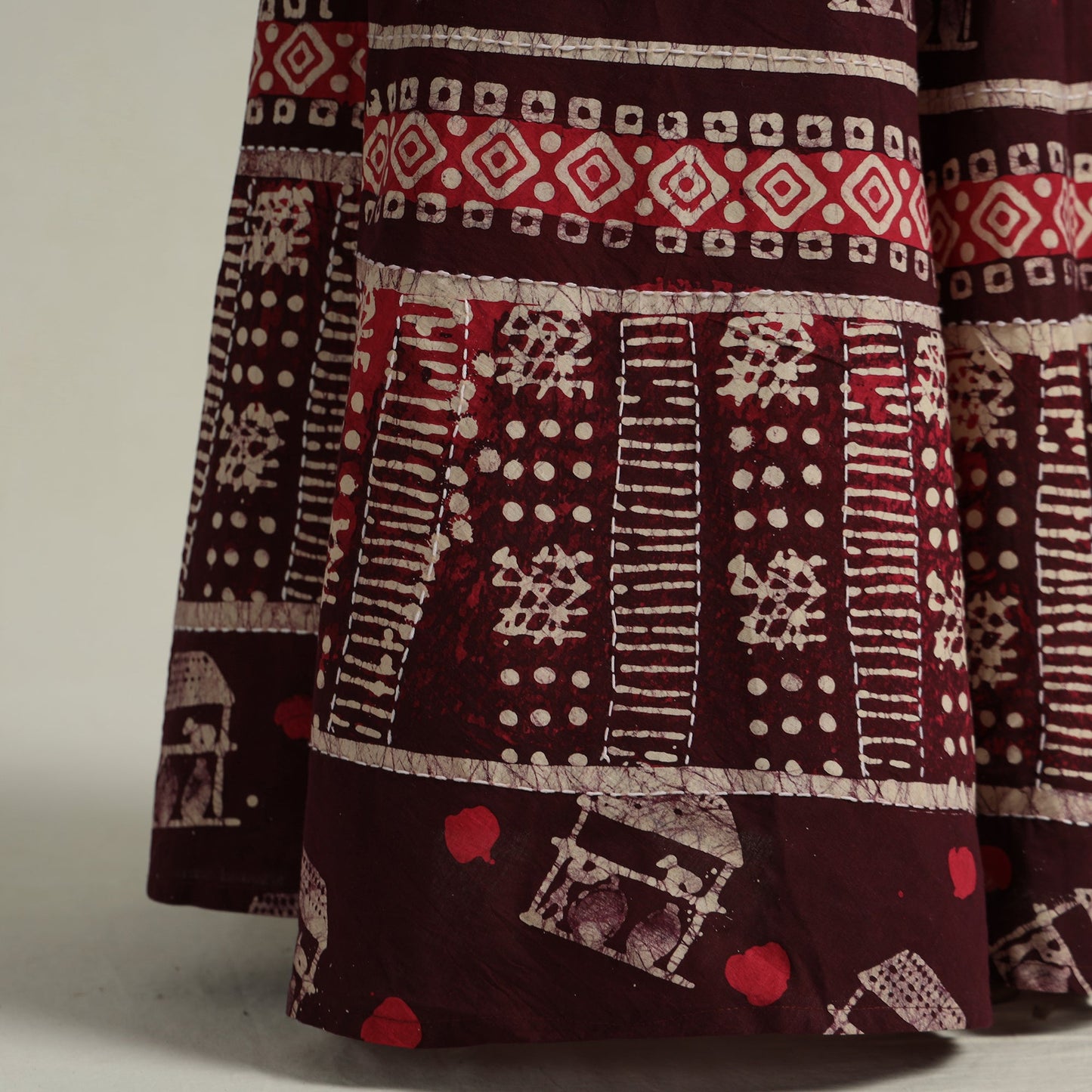 Buy Hand Batik Printed Running Stitch Cotton Long Skirt 39 Online l iTokri.com