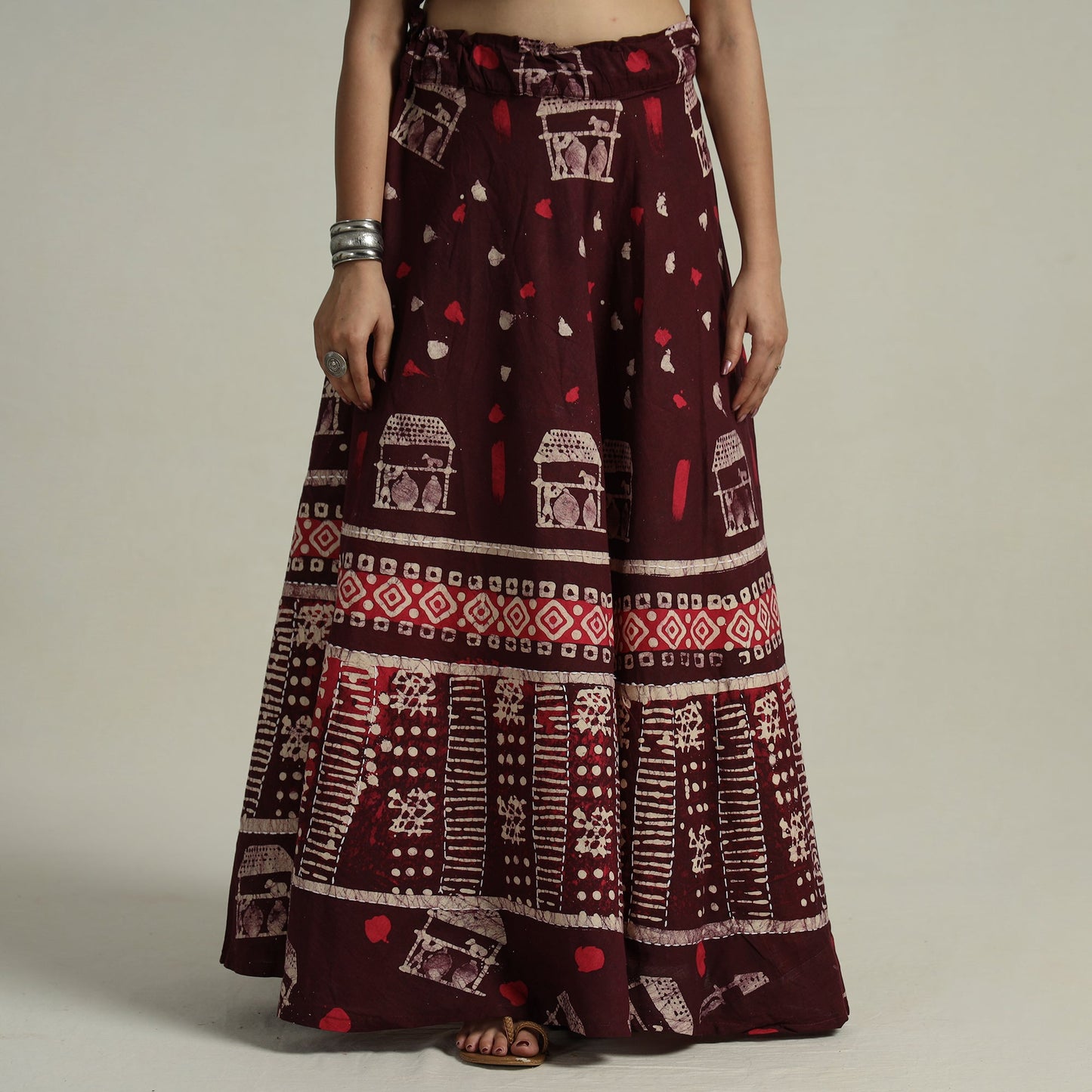 Buy Hand Batik Printed Running Stitch Cotton Long Skirt 39 Online l iTokri.com