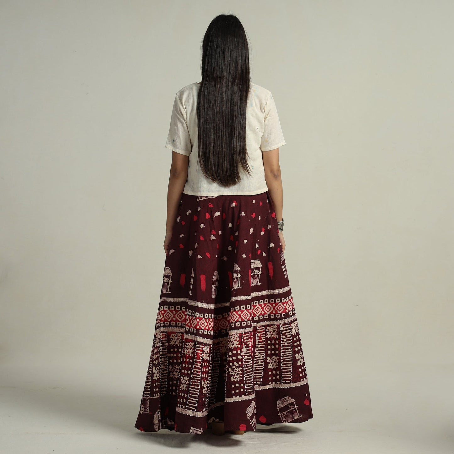 Buy Hand Batik Printed Running Stitch Cotton Long Skirt 39 Online l iTokri.com