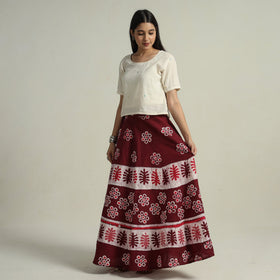  Hand Batik Printed Running Stitch Cotton Long Skirt 48 
