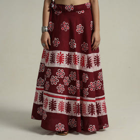  Hand Batik Printed Running Stitch Cotton Long Skirt 48 