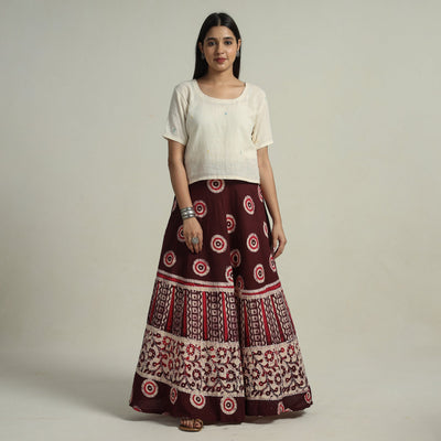 Buy Hand Batik Printed Running Stitch Cotton Long Skirt 55 Online l iTokri.com