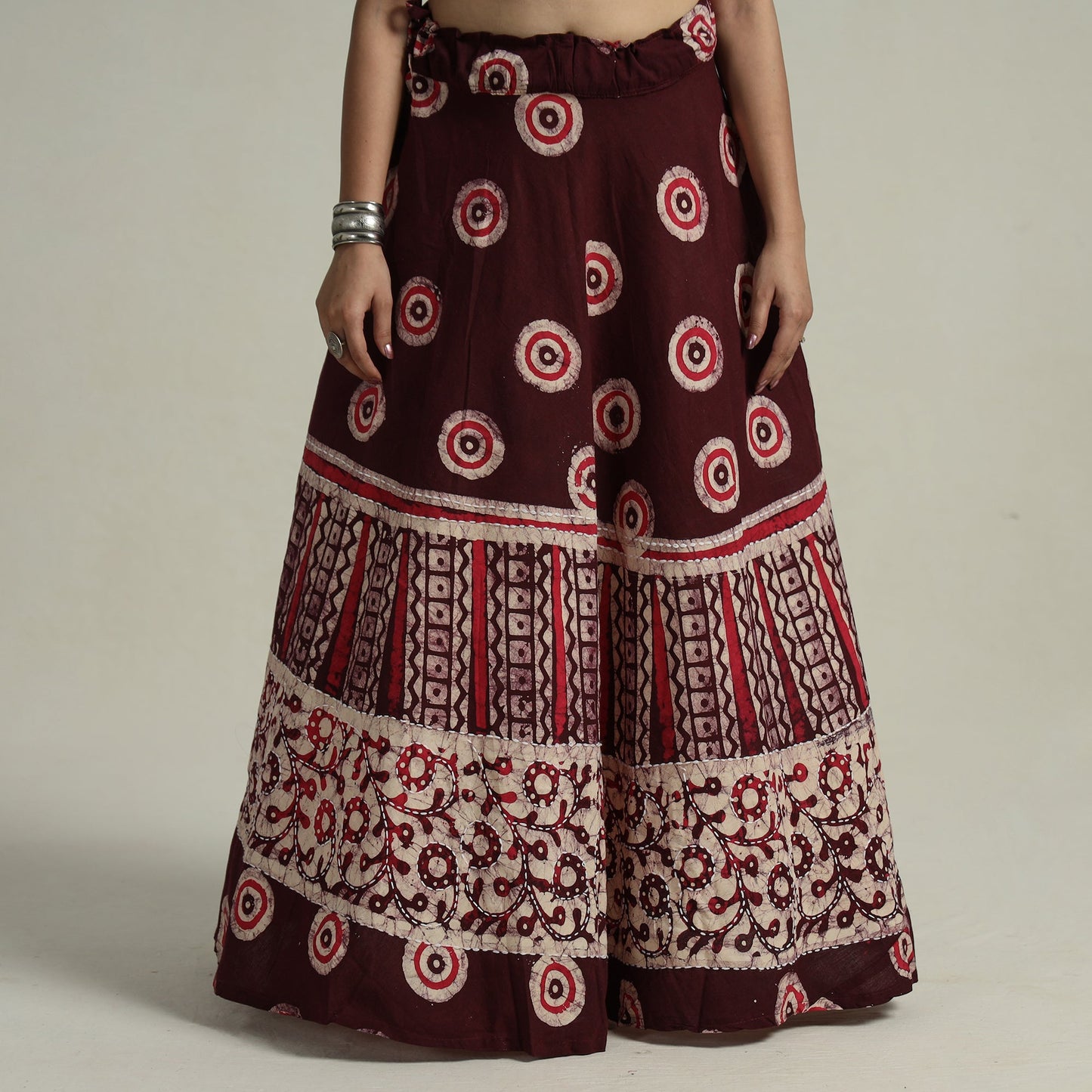 Buy Hand Batik Printed Running Stitch Cotton Long Skirt 55 Online l iTokri.com