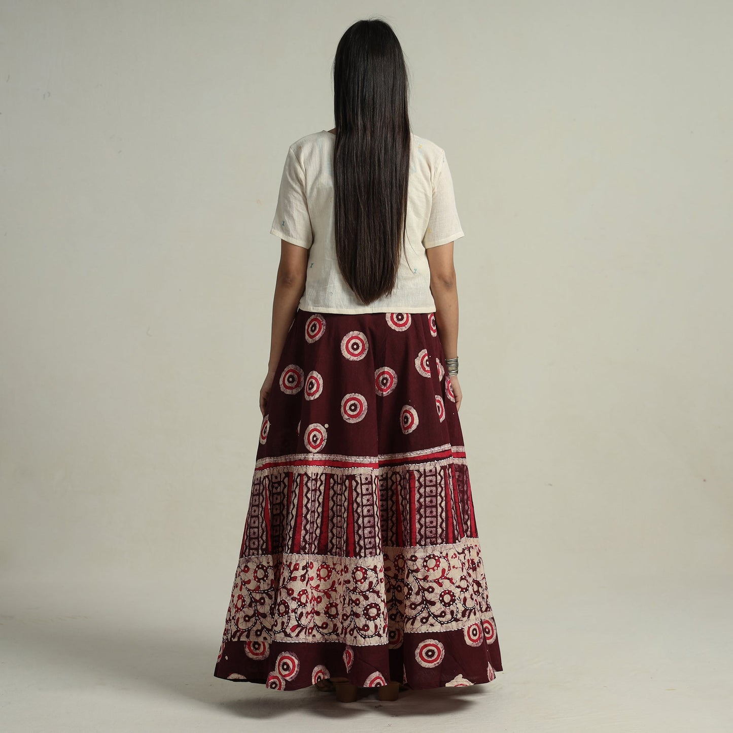 Buy Hand Batik Printed Running Stitch Cotton Long Skirt 55 Online l iTokri.com