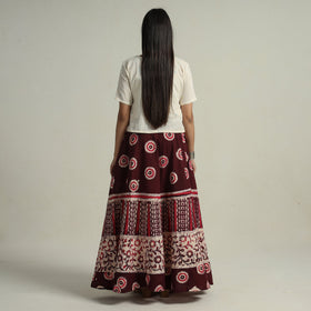Buy Hand Batik Printed Running Stitch Cotton Long Skirt 55 Online l iTokri.com