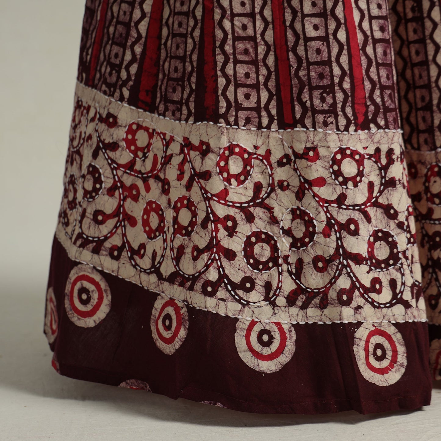 Buy Hand Batik Printed Running Stitch Cotton Long Skirt 55 Online l iTokri.com