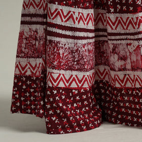 Maroon Hand Batik Printed Running Stitch Cotton Long Skirt 