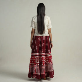 Buy Hand Batik Printed Running Stitch Cotton Long Skirt 92 Online l iTokri.com