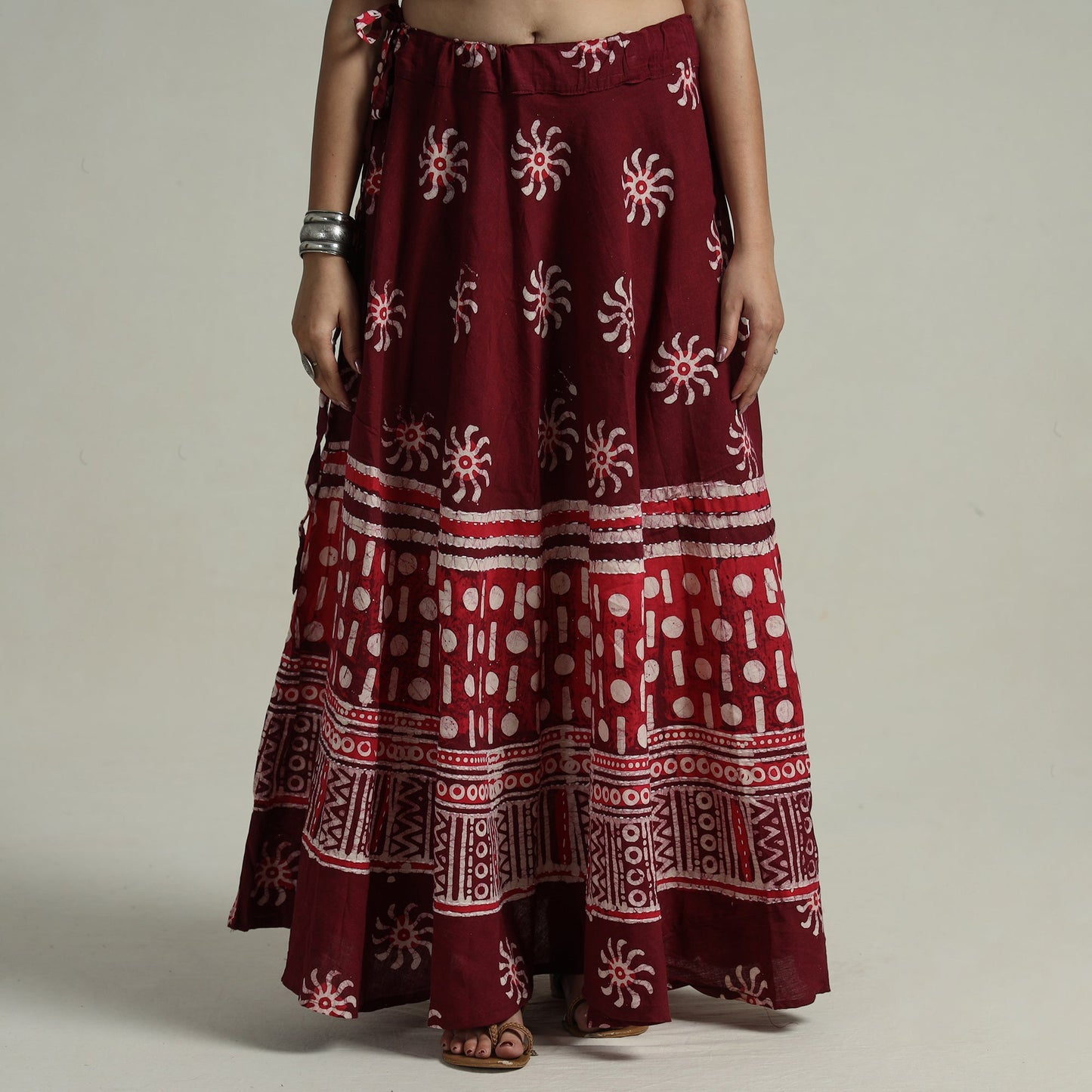Buy Hand Batik Printed Running Stitch Cotton Long Skirt 92 Online l iTokri.com