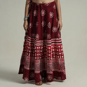 Buy Hand Batik Printed Running Stitch Cotton Long Skirt 92 Online l iTokri.com