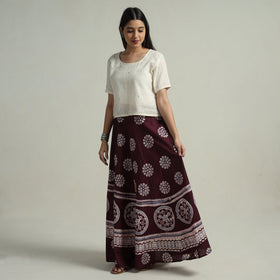 Maroon - hand batik printed running stitch cotton long