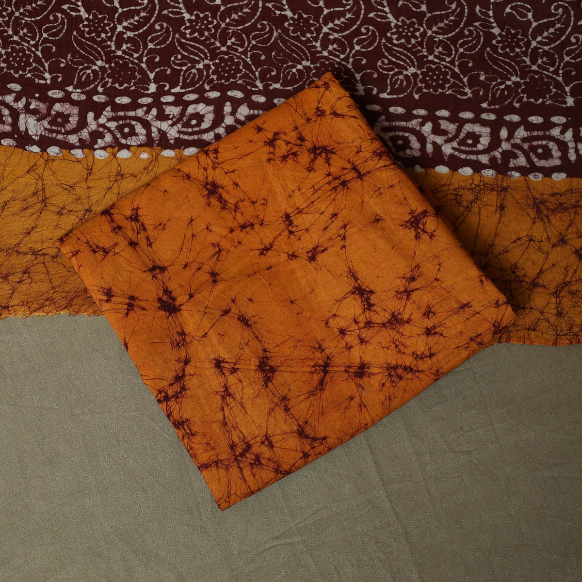 Hand batik cotton 3pc unstitched dress material 02