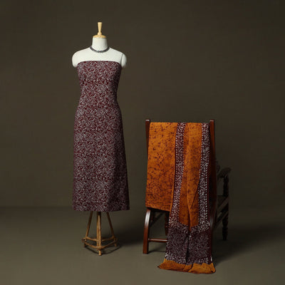 Hand batik cotton 3pc unstitched dress material 02