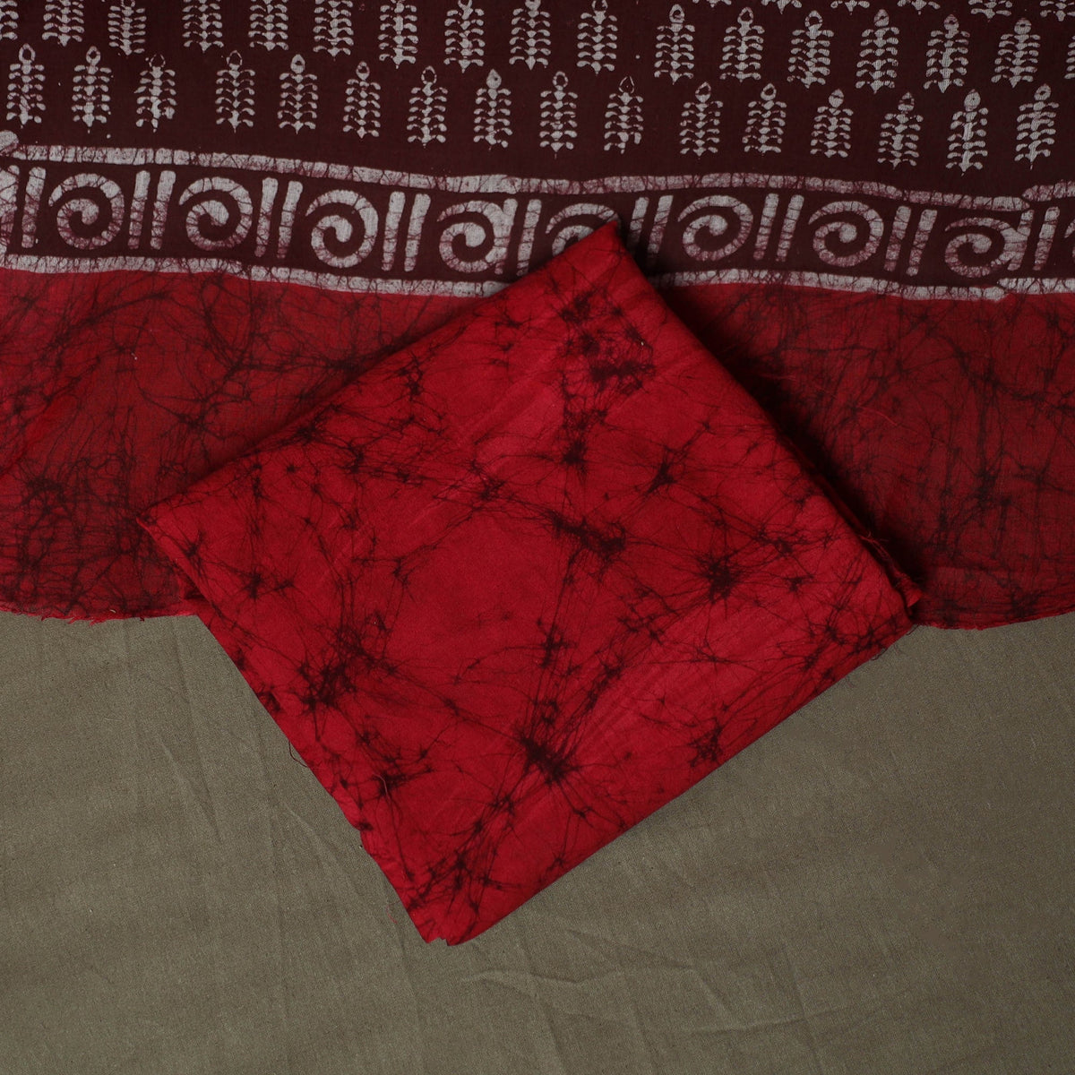 Hand batik cotton 3pc unstitched dress material 11