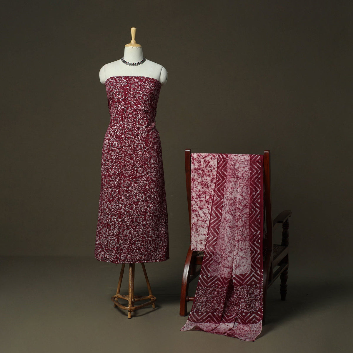 Hand batik cotton 3pc unstitched dress material 19