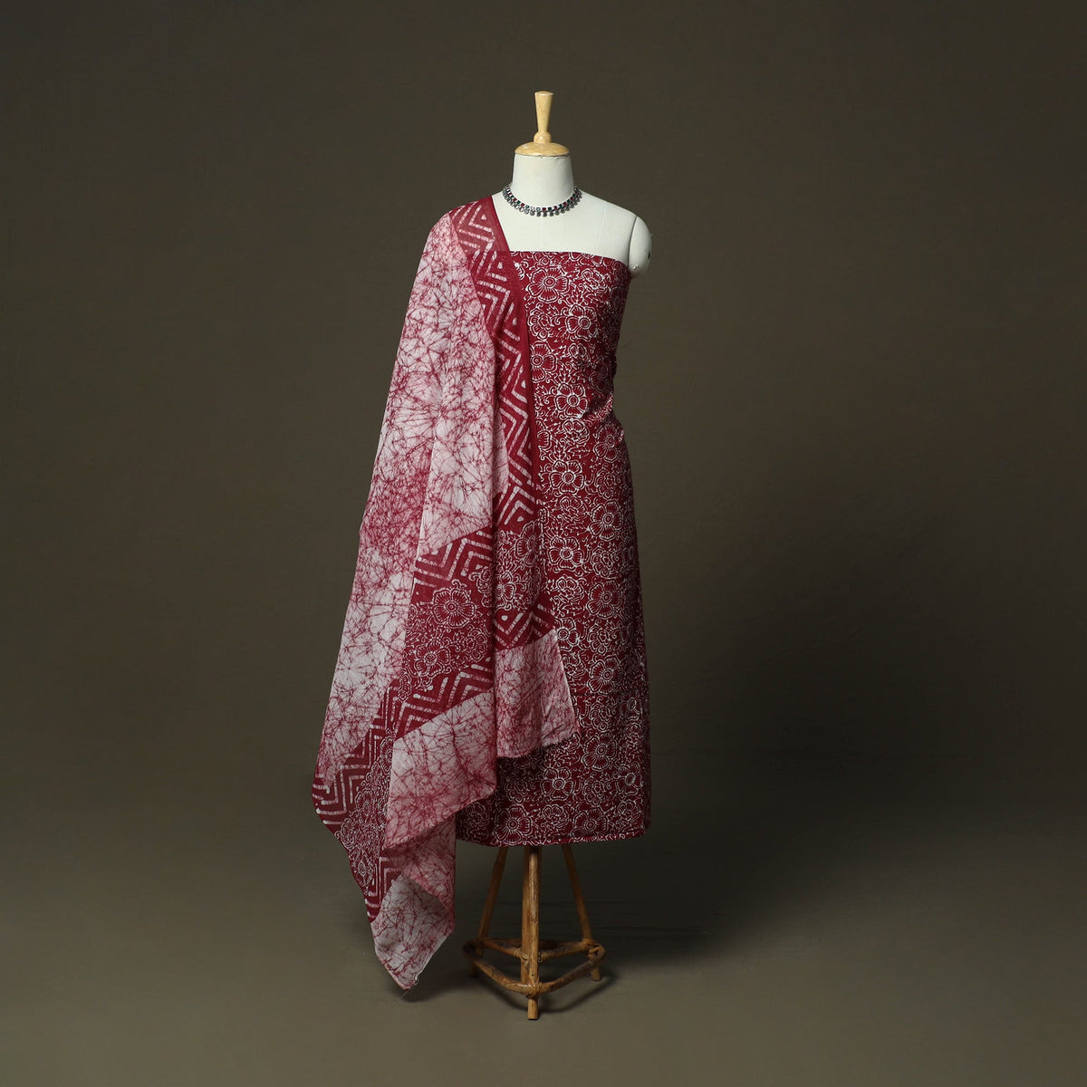 Hand batik cotton 3pc unstitched dress material 19