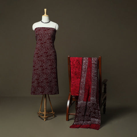 Hand batik cotton 3pc unstitched dress material 28