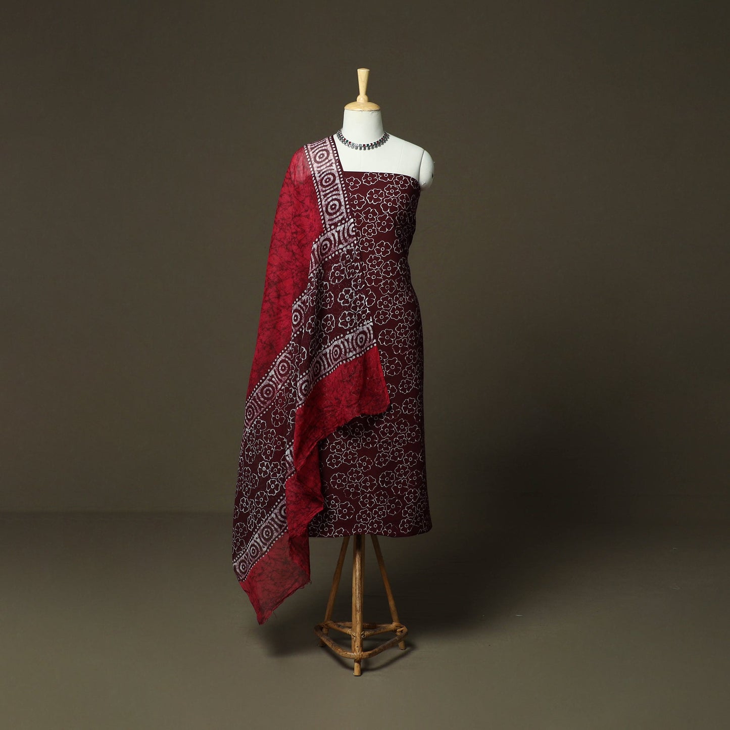 Hand batik cotton 3pc unstitched dress material 28
