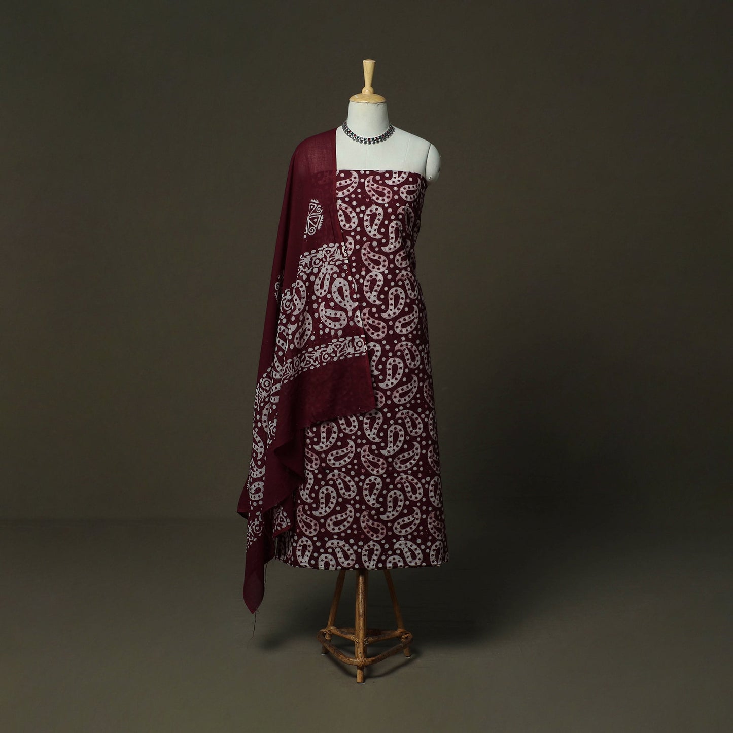 Hand batik cotton 3pc unstitched dress material 53