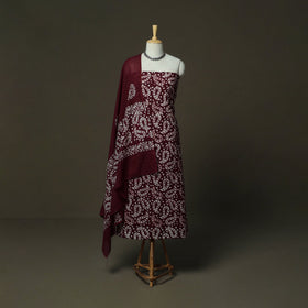 Hand batik cotton 3pc unstitched dress material 53