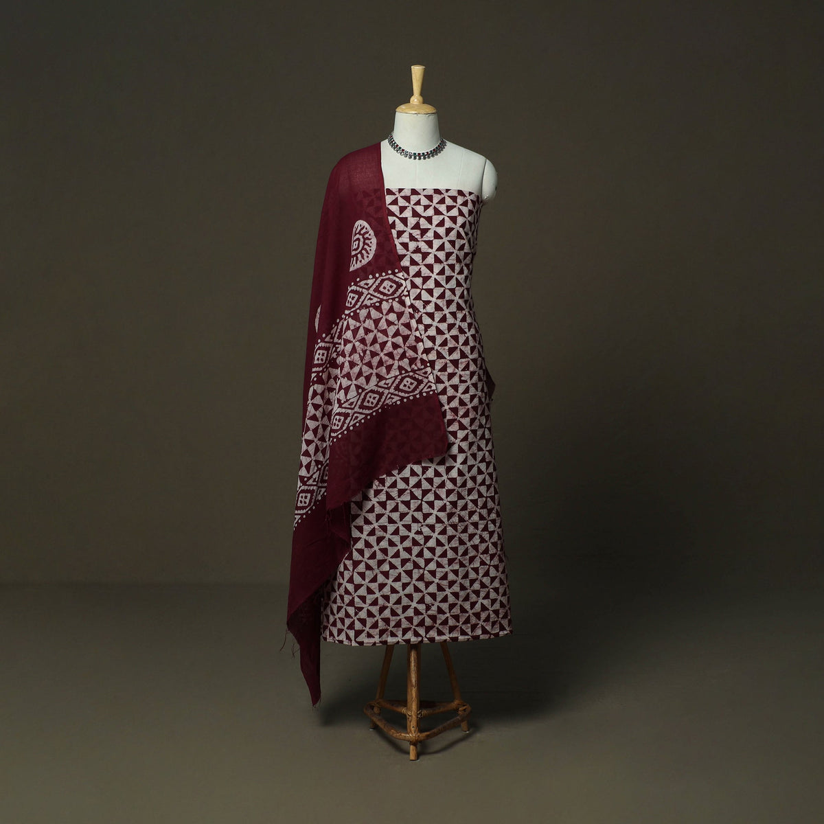 Hand batik cotton 3pc unstitched dress material 54