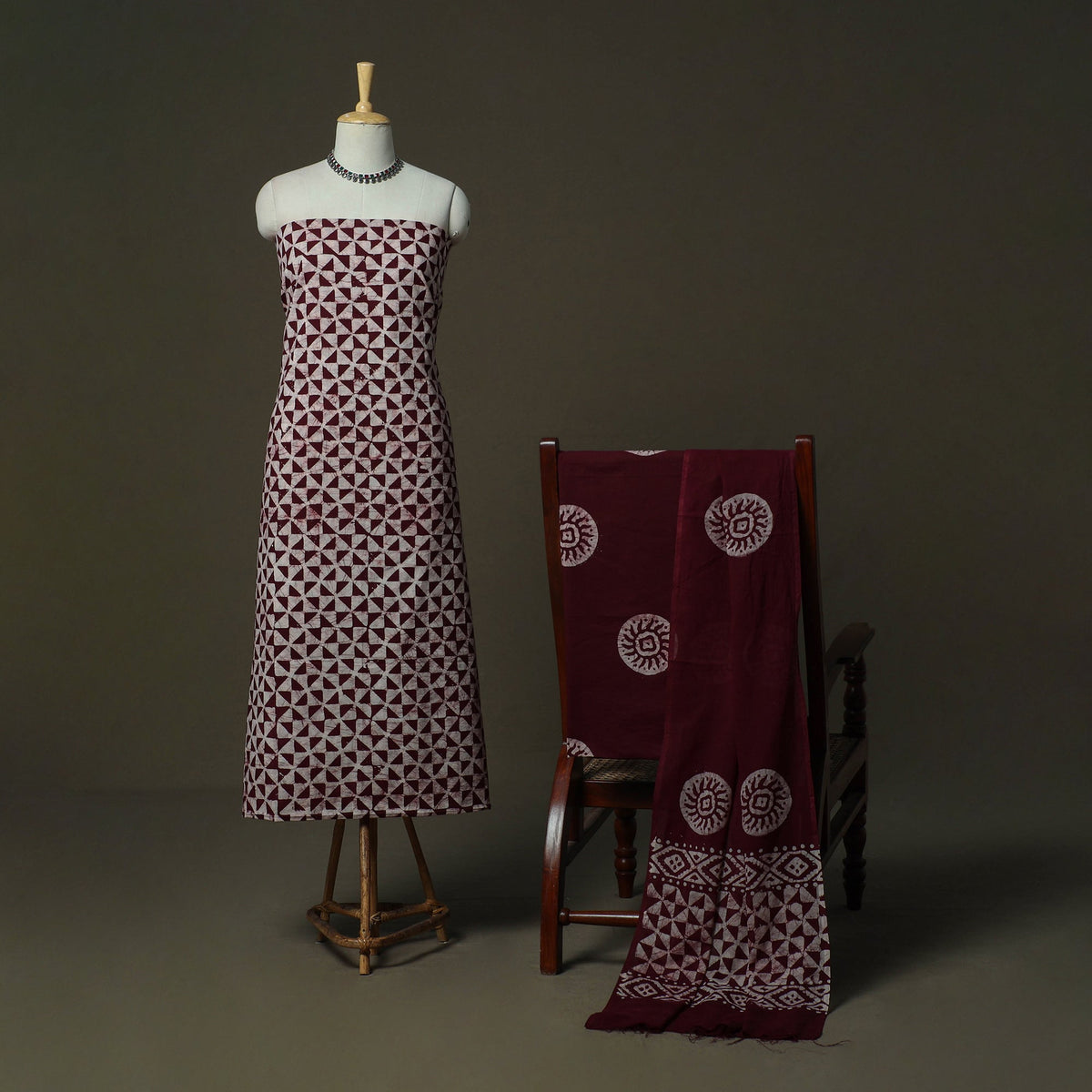 Hand batik cotton 3pc unstitched dress material 54