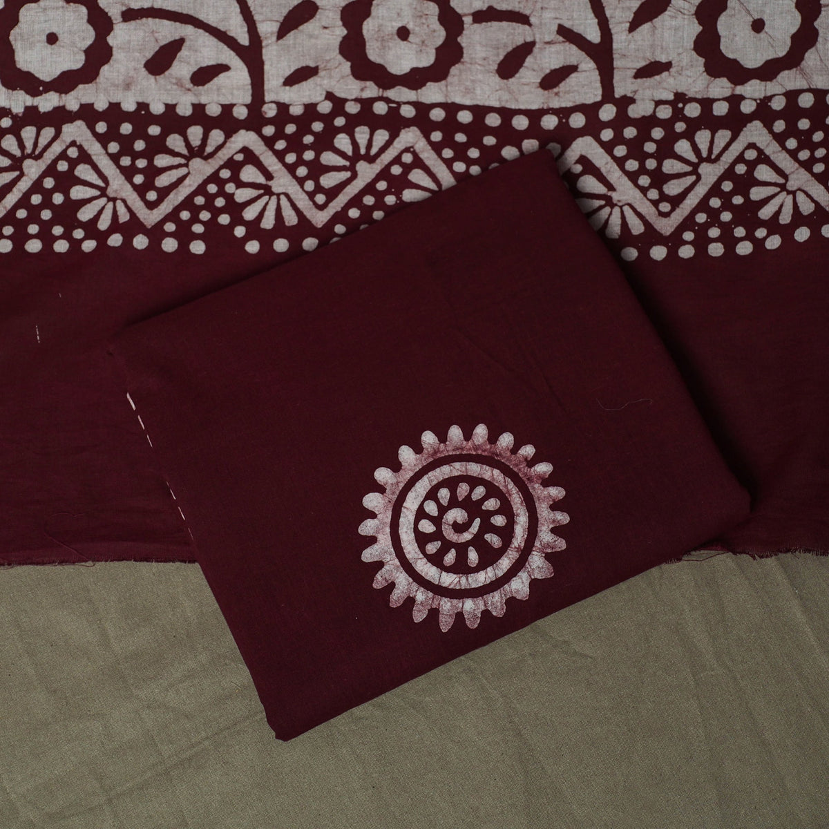 Hand batik cotton 3pc unstitched dress material 55