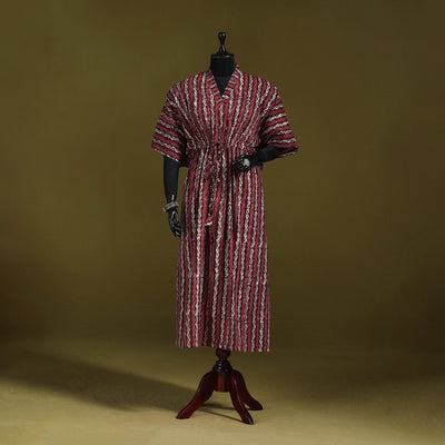 Hand batik cotton long kaftan 07 - handcrafted