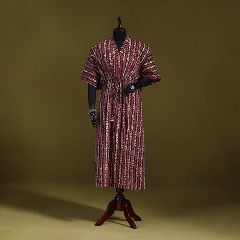 Hand batik cotton long kaftan 07 - handcrafted