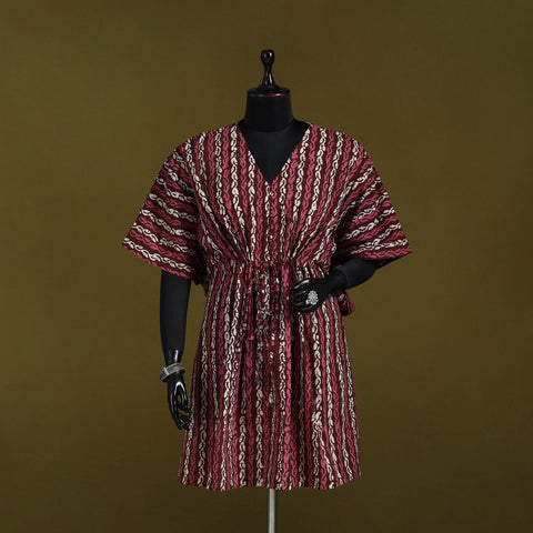 Hand batik cotton medium kaftan 67 - handcrafted