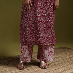 Hand block batik print cotton suit set with dupatta