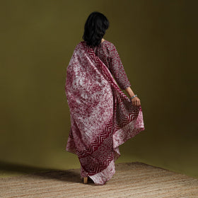 Hand block batik print cotton suit set with dupatta