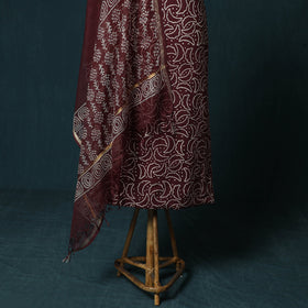 Hand block jaipur print cotton 3pc unstitched dress