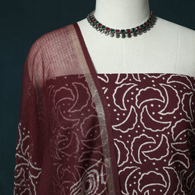 Hand block jaipur print cotton 3pc unstitched dress
