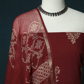 Hand block jaipur print cotton 3pc unstitched dress