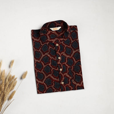 Hand natural dyed cotton short kurta for men 01