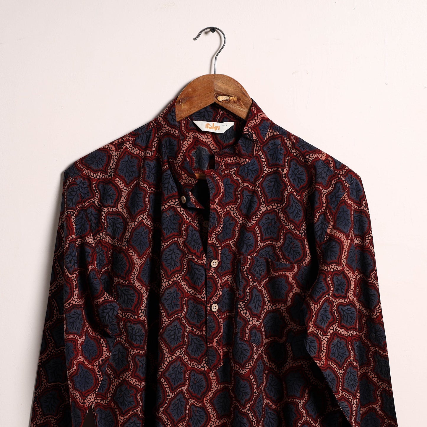 Hand natural dyed cotton short kurta for men 01