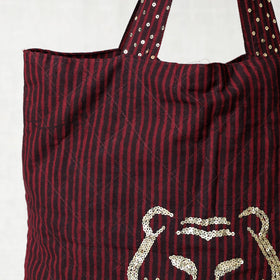 Maroon Hand Block Print Cotton Hand Bag